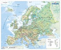 Evropa - Laminerað veggjakort